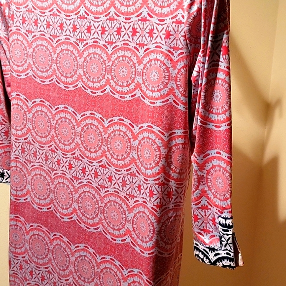 CARIBBEAN JOE PINK AND NAVY BLUE PATTERN DRESS - Picture 4 of 8